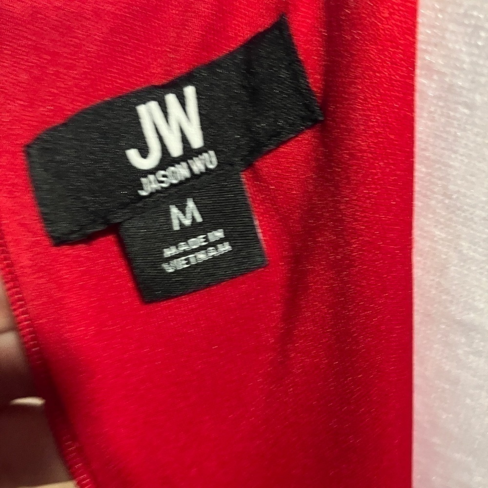 Jason Wu Ruffle Shoulder A-line Dress Red - Picture 5 of 7